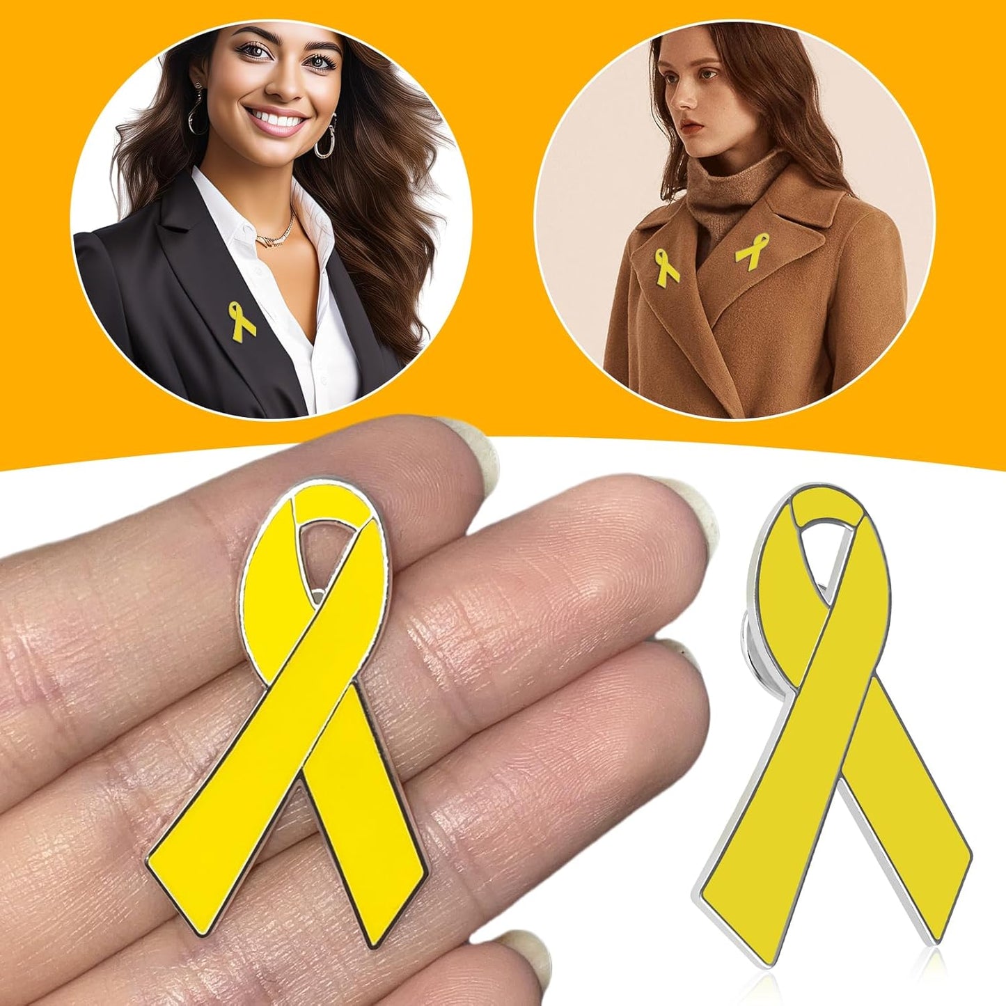 Yellow Ribbon Brooch Israel Hostage Women Men Bring Them Home Brooch Yellow Ribbon Breast Cancer Awareness Stand-Up Collar Brooch Support Campaign Charitable Donations Events Gift Items Accessories 2 pcs.