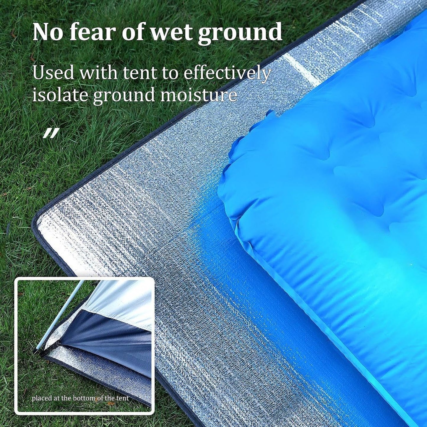 200*200CM Aluminium Foil Camping Mat, Insulating Waterproof Thermal Foam Sleeping Mat For Camping, Sleeping Roll Pad Of Aluminum Foil, Foldable Double-sided Tent Mat For Outdoor Camping Hiking Picnic