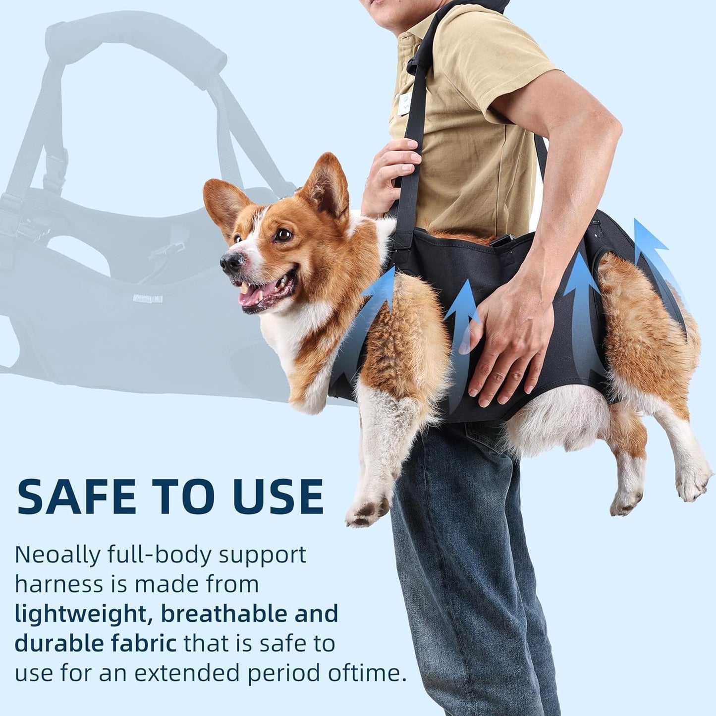 Dog Lifting Strap, Adjustable Sling for Elderly Dogs with Joint Injury and Arthritis, Dog Shoulder Strap for Dogs with Loss of Stability (M)