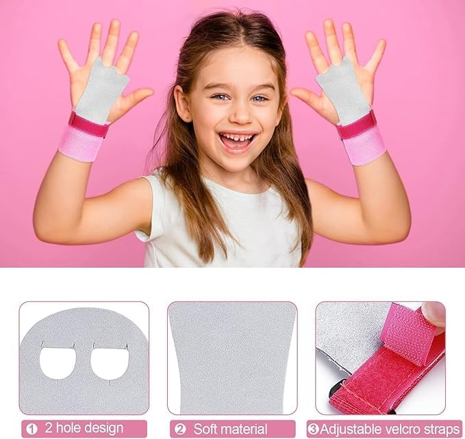 2 Packs Kids Gymnastics Grips Wristbands Sets for Youth, Palm Protection & Wrist Support for Training, Workout - Sports Accessories
