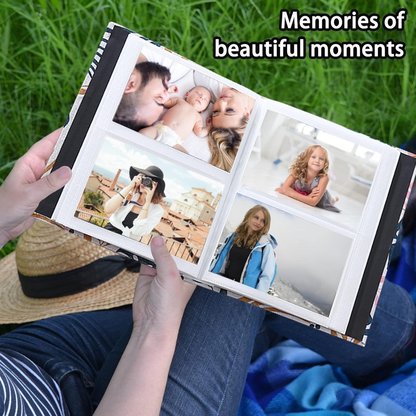 Photo Album 4x6 200 Photos Linen Cover Picture Photo Book for Family Wedding Anniversary Baby Vacation (200 Photos (4x6), Golden Leaves)