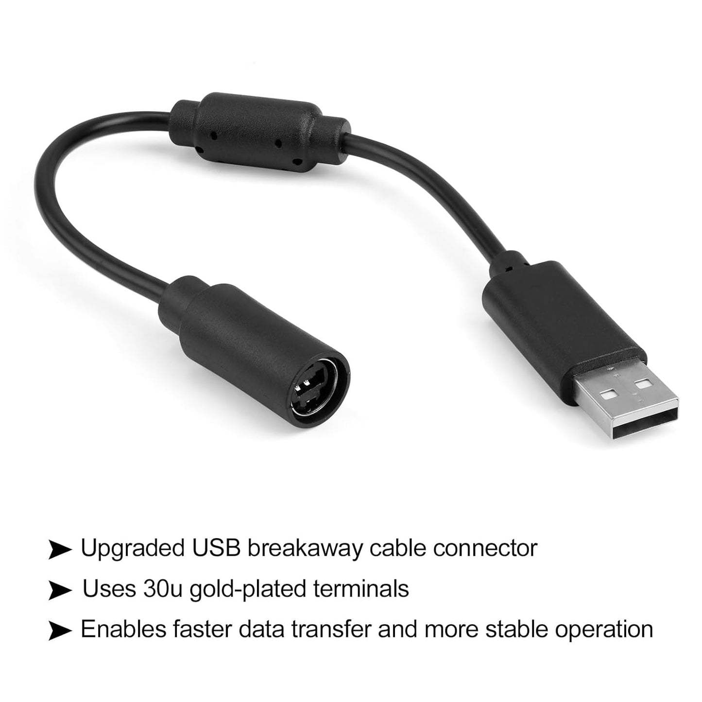 2pcs USB Breakaway Cable, Replacement Cord Adapter Cable for Logitech G920 Driving Force Thrustmaster Ferrari 458 Game Wired Controllers, Fast Data Transmission (Black) -