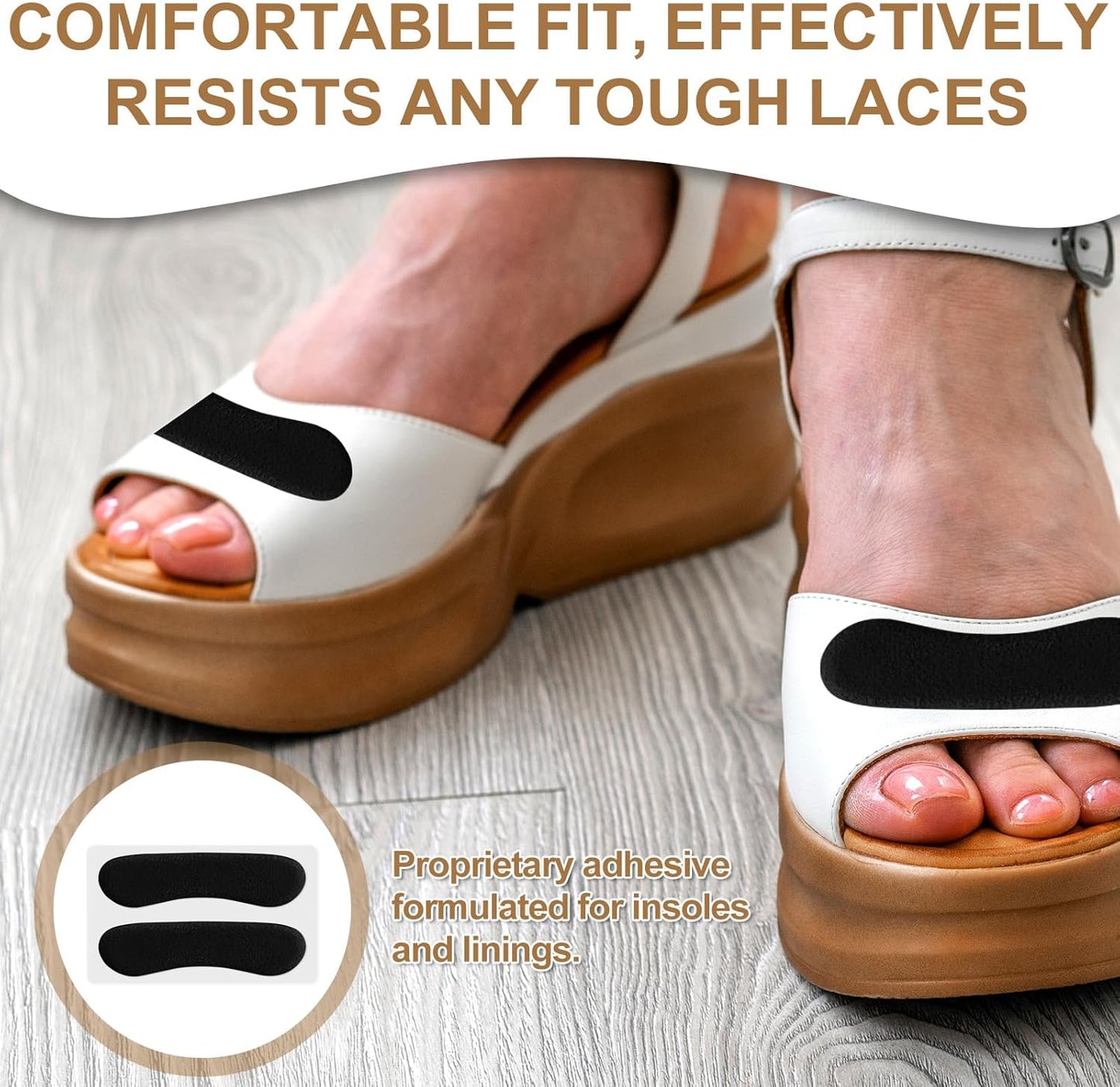 6 Pcs Sandal Strap Cushion Strips, Cushioning Insert Pads Self-Adhesive Soft Heel Grips Liner for Loose Shoes Prevent Friction Slipping (Black) Black -