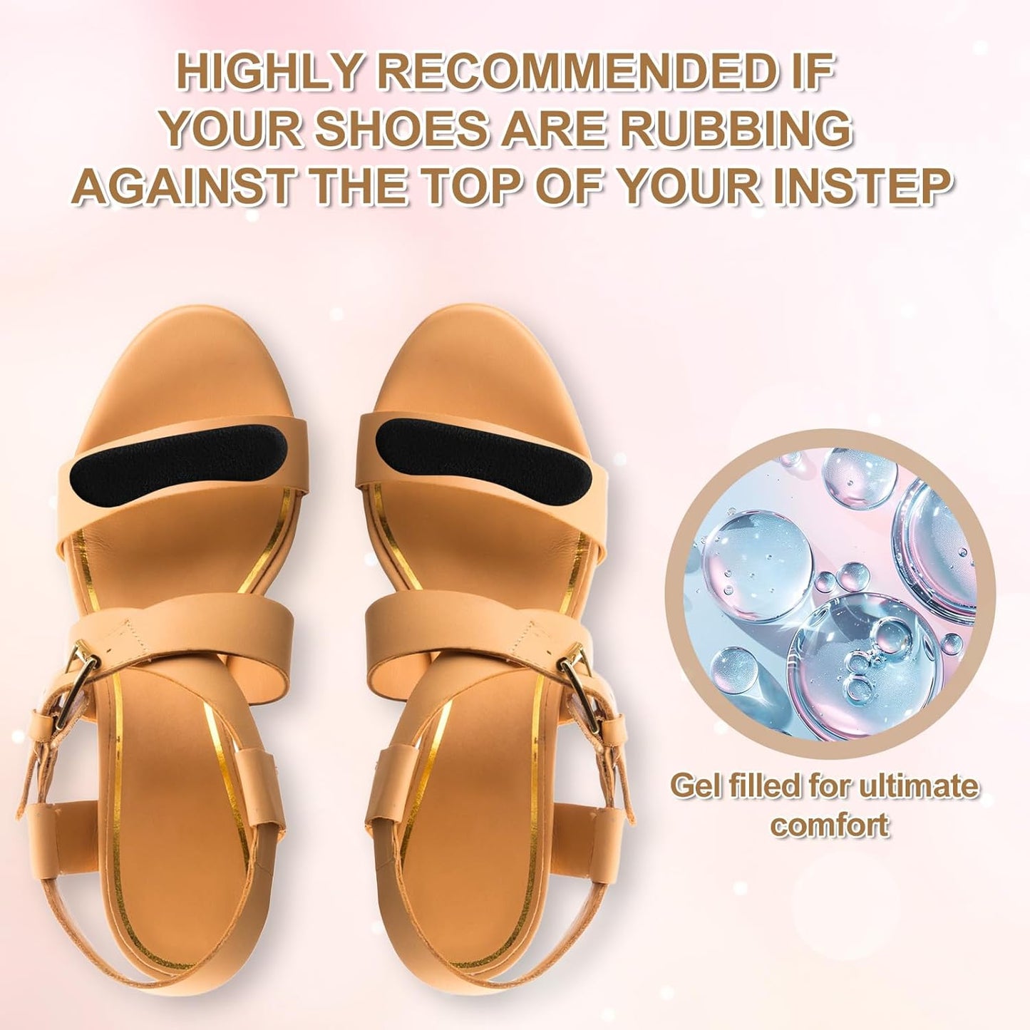 6 Pcs Sandal Strap Cushion Strips, Cushioning Insert Pads Self-Adhesive Soft Heel Grips Liner for Loose Shoes Prevent Friction Slipping (Black) Black -