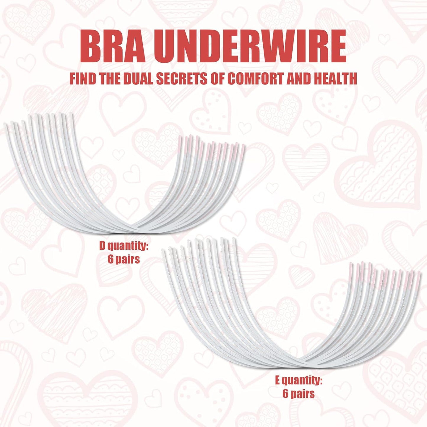 12 Pairs Bra Underwires, Metal Underwire Replacement Sturdy Supporters for Bras D Cup E Accessories White -
