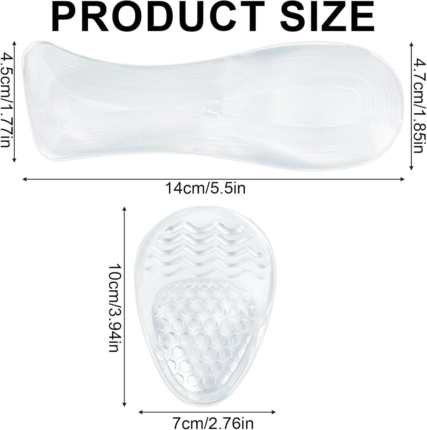 Weight Shifting Insoles for High Heels, Gel Soft Heel Inserts Self-Adhesive Anti-Slip Transparent Shoe Women -