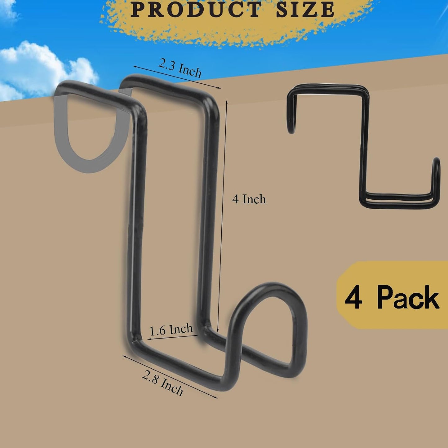 4PCS 4 Inch Tack Hook Heavy Duty Metal Bridle Hooks Water Bucket Hanger for Hanging Horse Bridles,Halter and Buckets(Black) -
