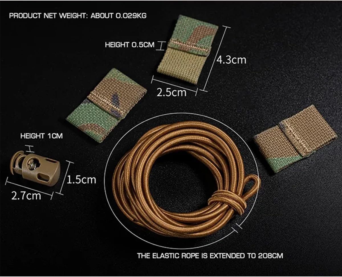 Tactical Flag Bungee Elastic Fastener Strap Shock Cord Retention Molle Webbing Loop Lock Secure Plate Carrier Attachment -