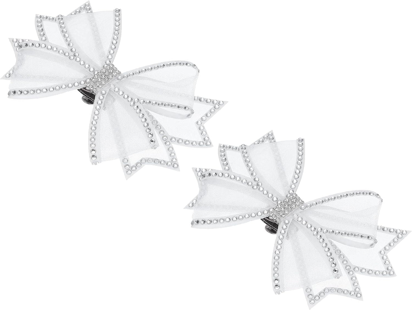 Rhinestone Shoe Clips, 1 Pair Detachable Classic Fashion Sparkling Bow Heels Accessories Decoration for Wedding Bridal Party Daily Wearing White -