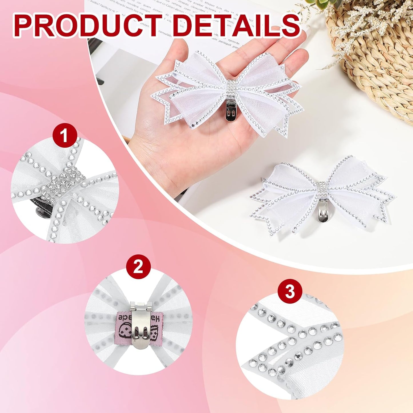 Rhinestone Shoe Clips, 1 Pair Detachable Classic Fashion Sparkling Bow Heels Accessories Decoration for Wedding Bridal Party Daily Wearing White -