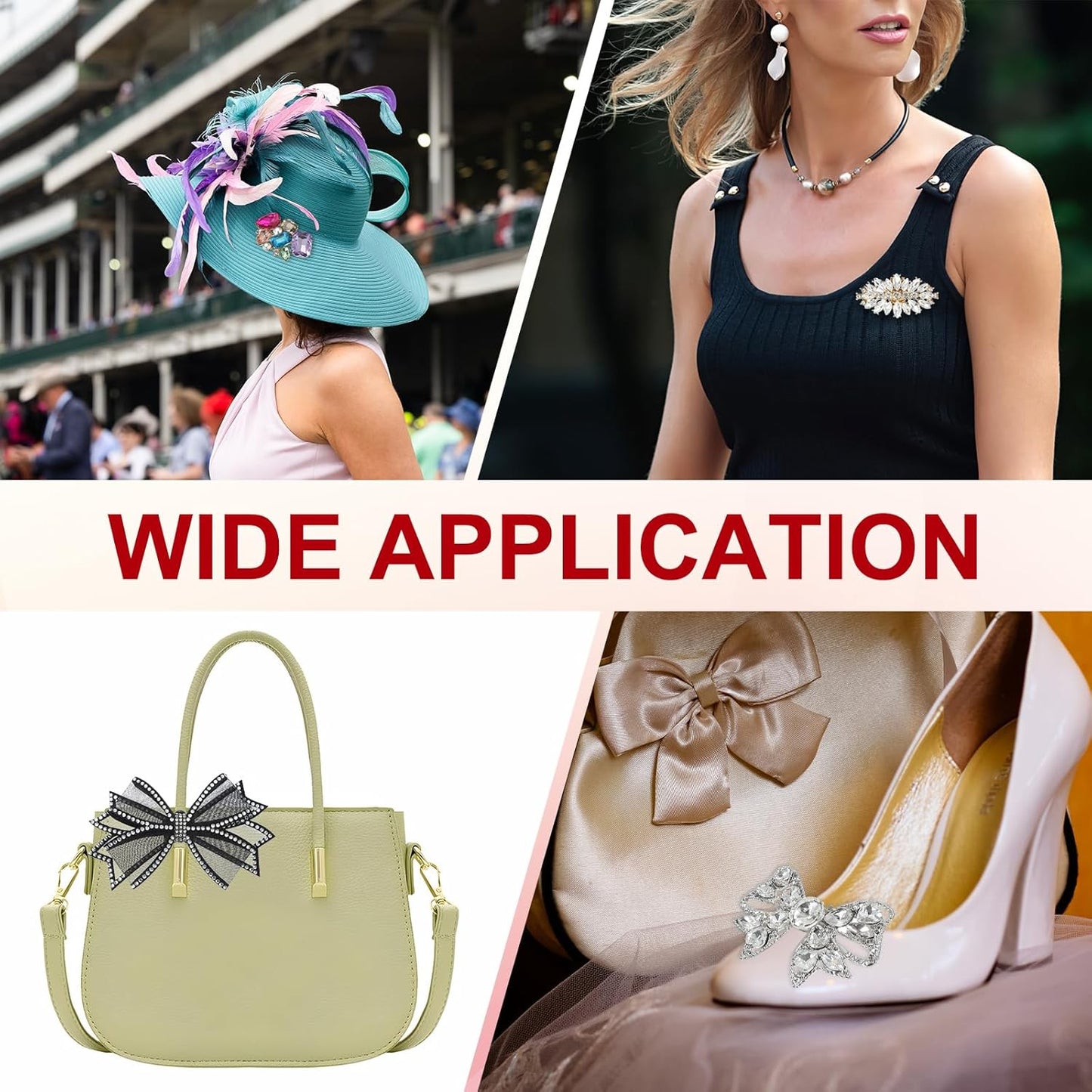 Rhinestone Shoe Clips, 1 Pair Detachable Classic Fashion Sparkling Bow Heels Accessories Decoration for Wedding Bridal Party Daily Wearing White -
