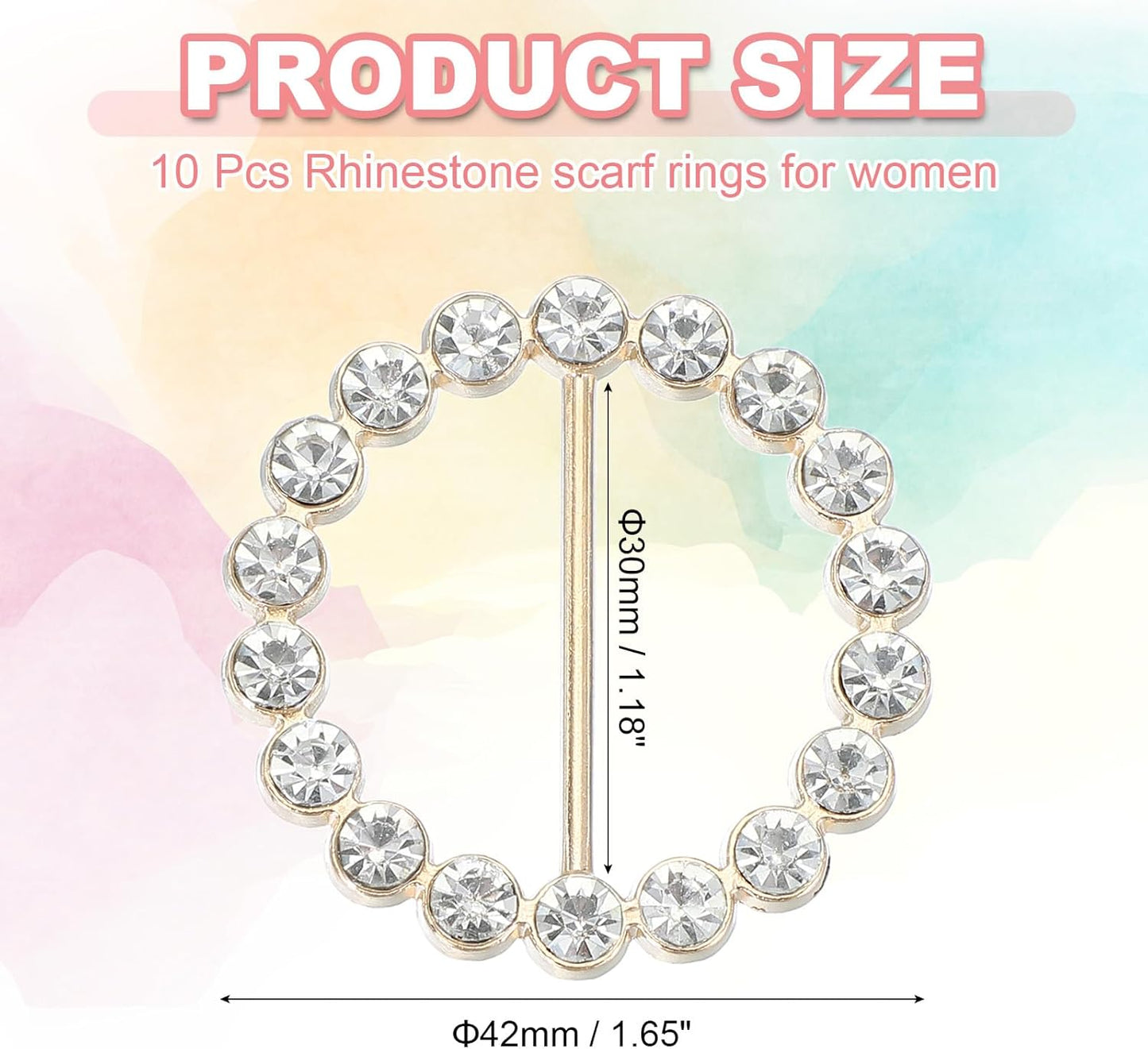 Silk Scarf Ring Clip Bling Rhinestone T-Shirt Clips Tie Waist Knotted Buckle Rings Metal Circle Buckles for Women Fashion Scarves Hat Decor Wrap Holders White -