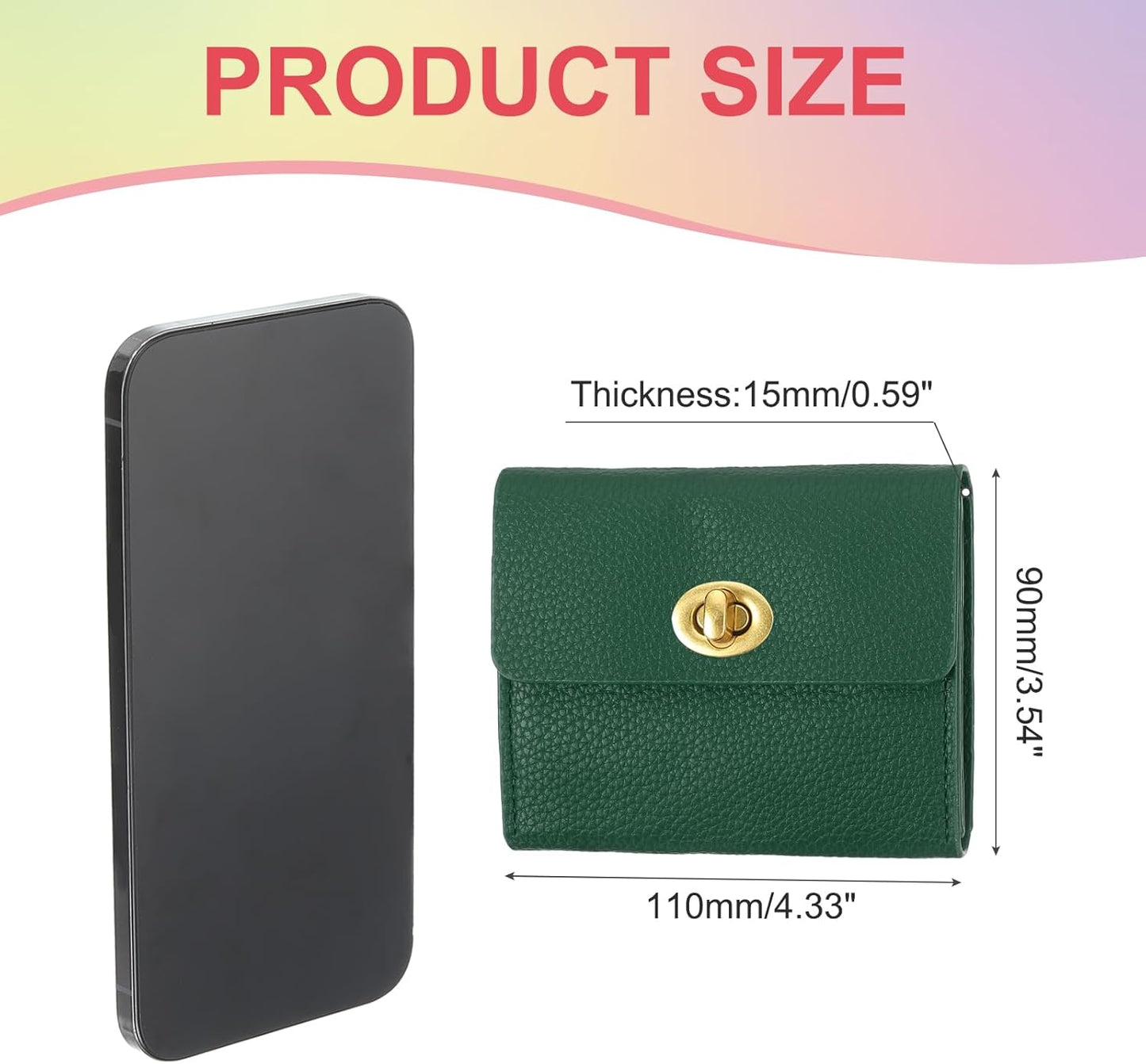 Small Leather Wallets for Women with Metal Buckle, Stylish Card Holder Wallet Case Coin Purse Cash Business Men and Women, Dark Green -