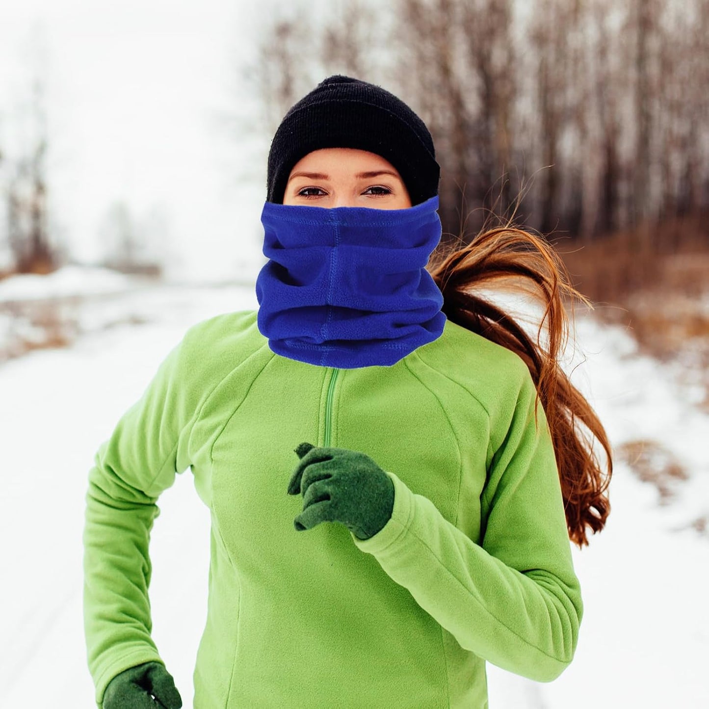 Winter Neck Warmer, Drawstring Warm Face Scarf Covering Windproof Gaiter for Men Women Wine Red -