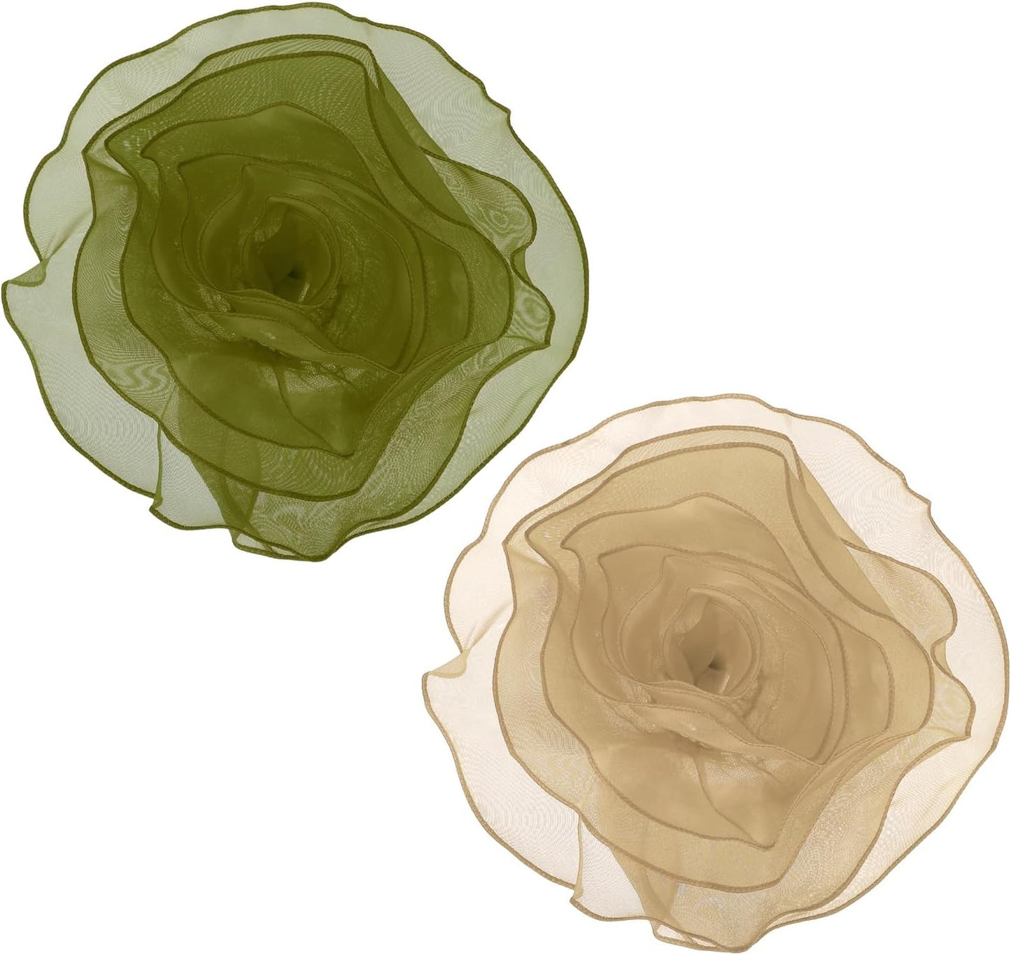 Large Satin Fabric Flower Brooch for Women Organza Elegant Floral Pins Brooches Wedding Dance Party Clothes Dress Hat Accessories Green, Khaki -