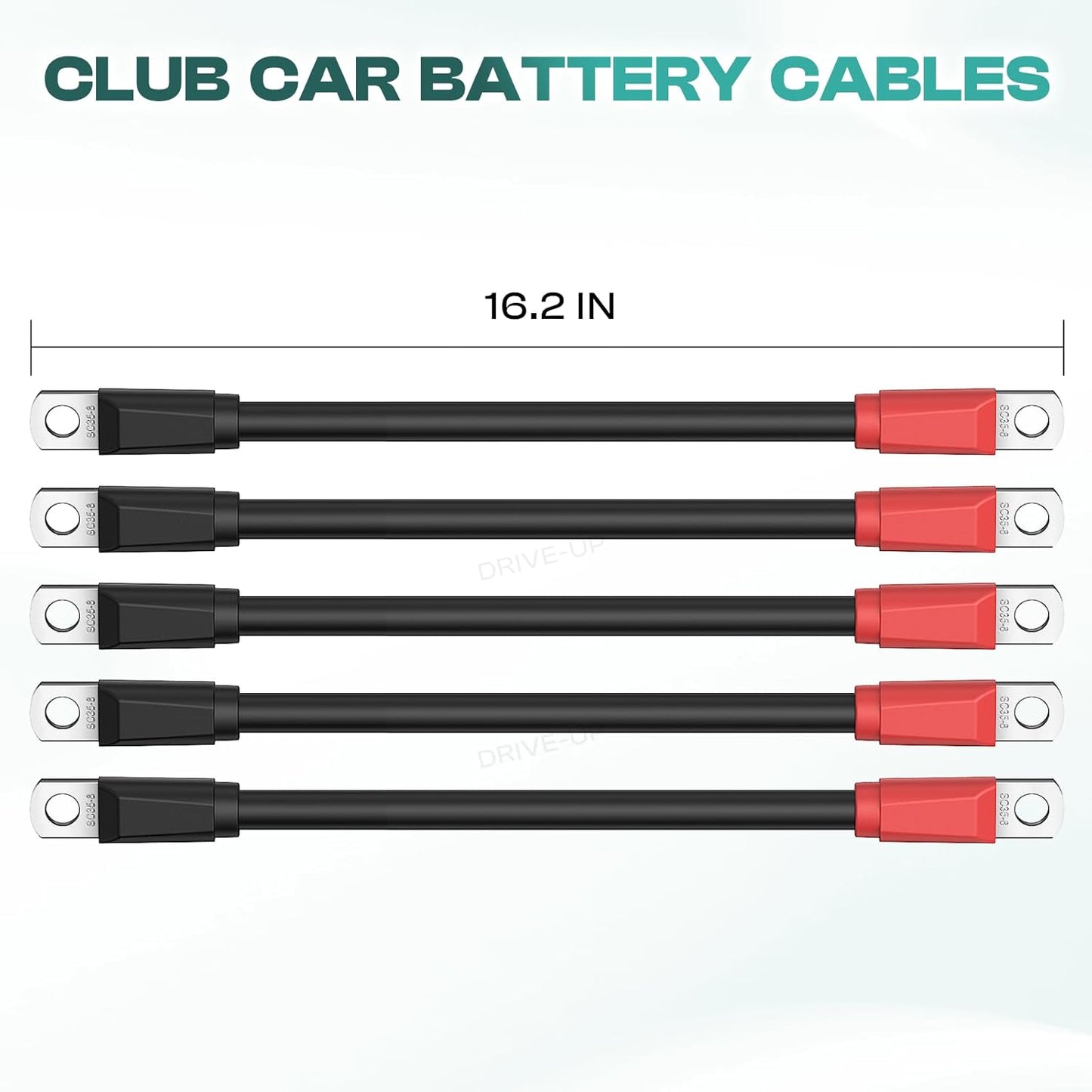 Club Car DS Battery Cables, Golf Cart Cables for 1995-Up Carts 48V 4 Gauge (Set of 5) -