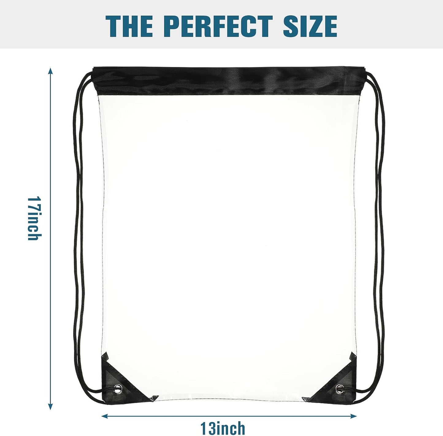 15 Pieces PVC Clear Drawstring Bag Small Waterproof Plastic Backpack For Stadiums Sporting Events (Black) Black -