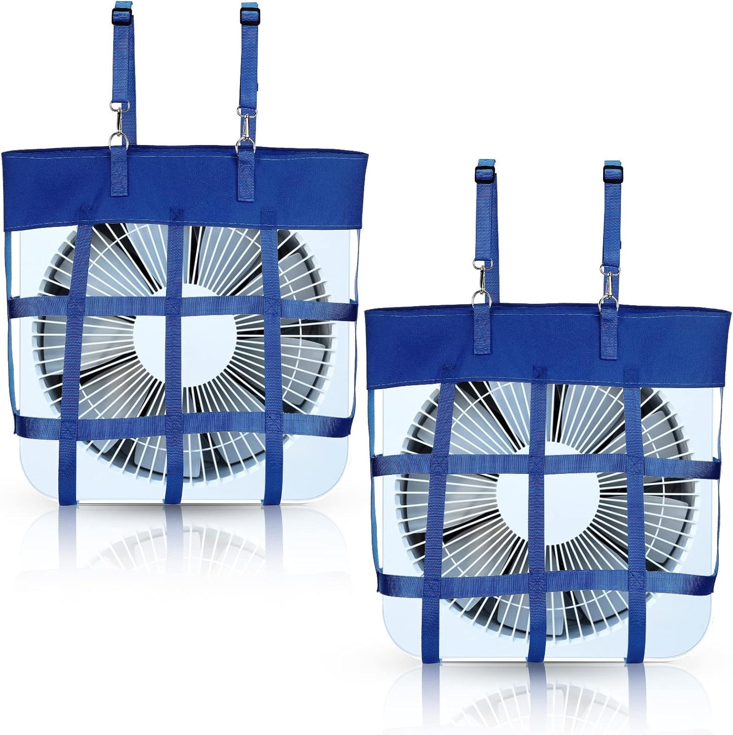 2 Pcs Classic Box Fan Holder for Horse Stall Adjustable Equine Bag Hanging Stable Supplies Metal Hook Accessories, Blue -