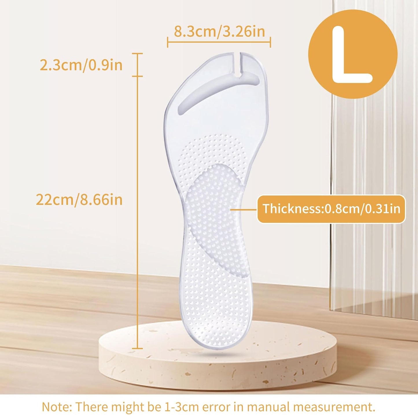 2 Pairs Gel Arch Support Cushion Insoles Adhesive Silicone Flip Flop Thong Inserts Invisible Slim Pain Relief Anti-Slip Shock Absorption Plantar Fasciitis Clear L