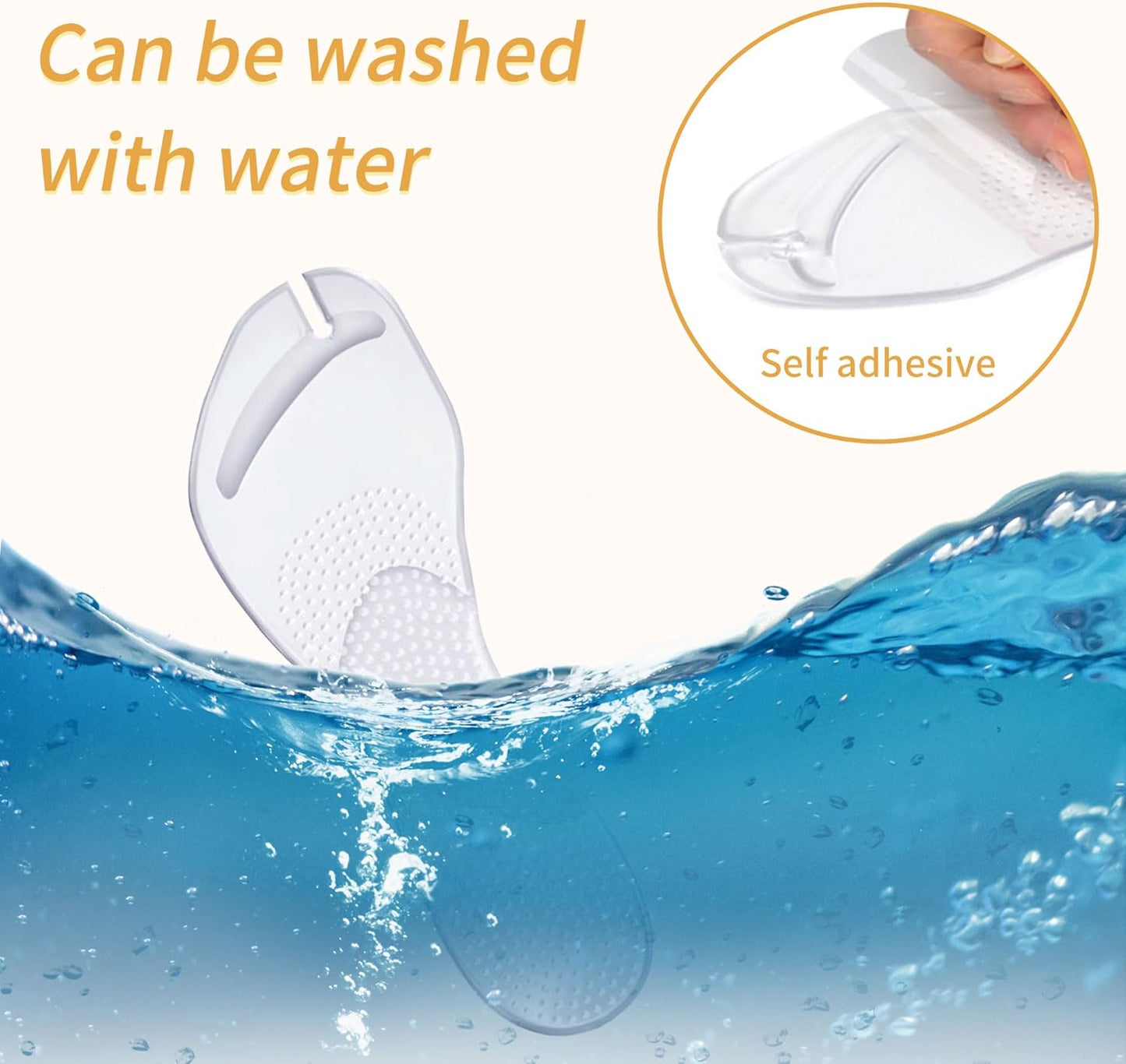 2 Pairs Gel Arch Support Cushion Insoles Adhesive Silicone Flip Flop Thong Inserts Invisible Slim Pain Relief Anti-Slip Shock Absorption Plantar Fasciitis Clear L