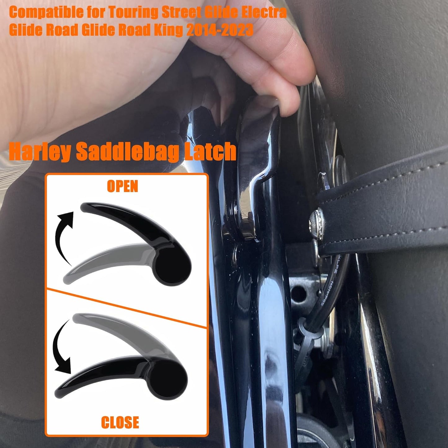 Harley Saddlebag Latches - Perfect Fit, Easy Installation Compatible for Touring Street Glide Electra Road King 2014-2023 (Black) Black