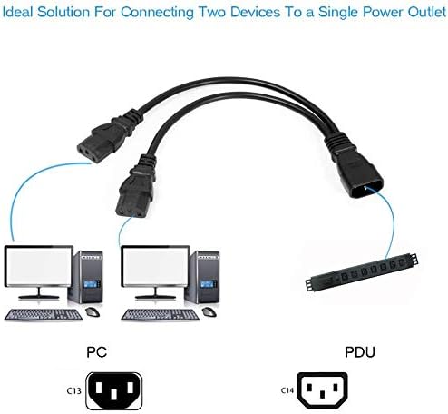 4-Pack UPS Server Y Splitter C14 to 2 x C13 Power Extension Cable