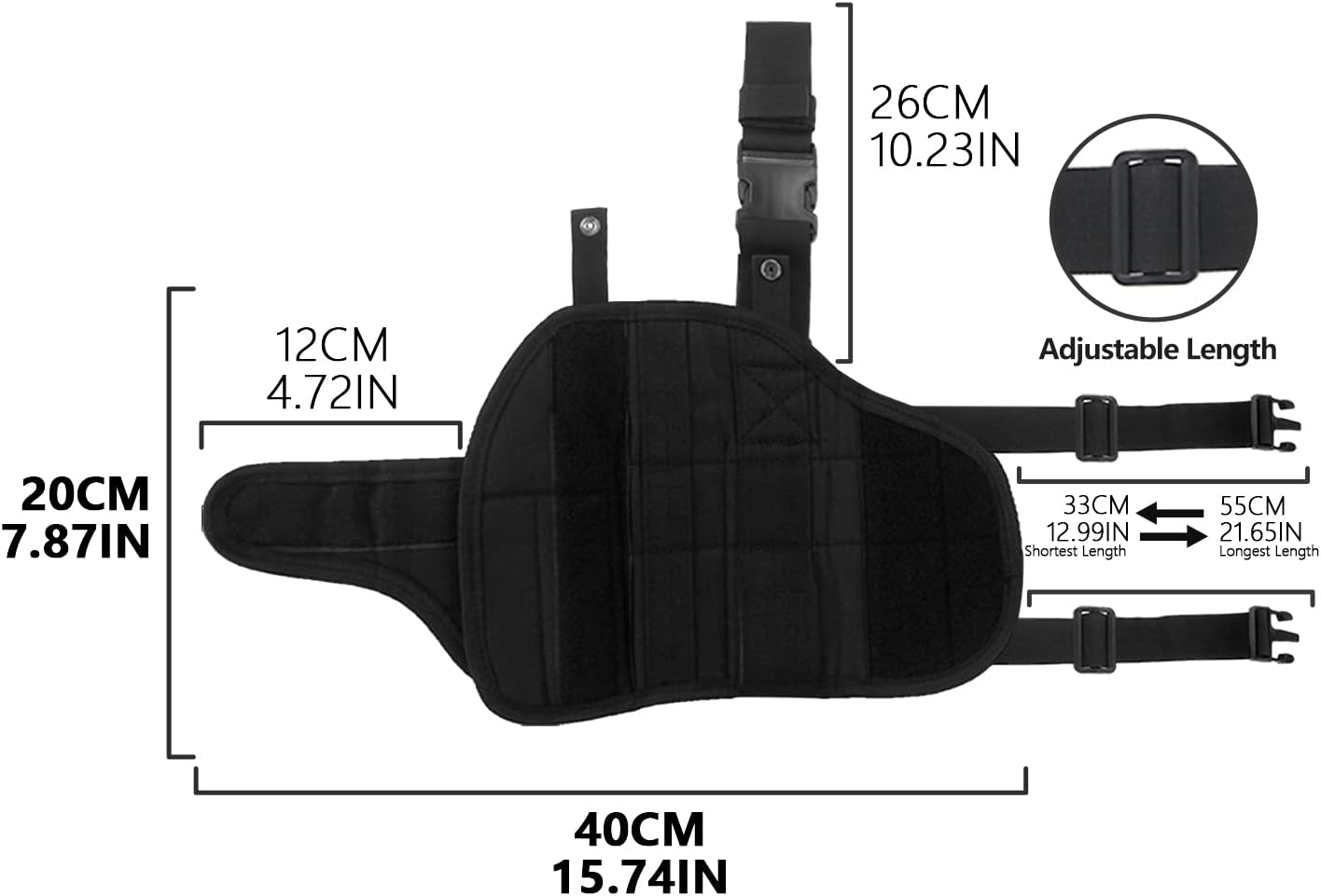 Adjustable Tactical Leg Holster Compatible for Nerf Elite Series Blaster(Black) Black