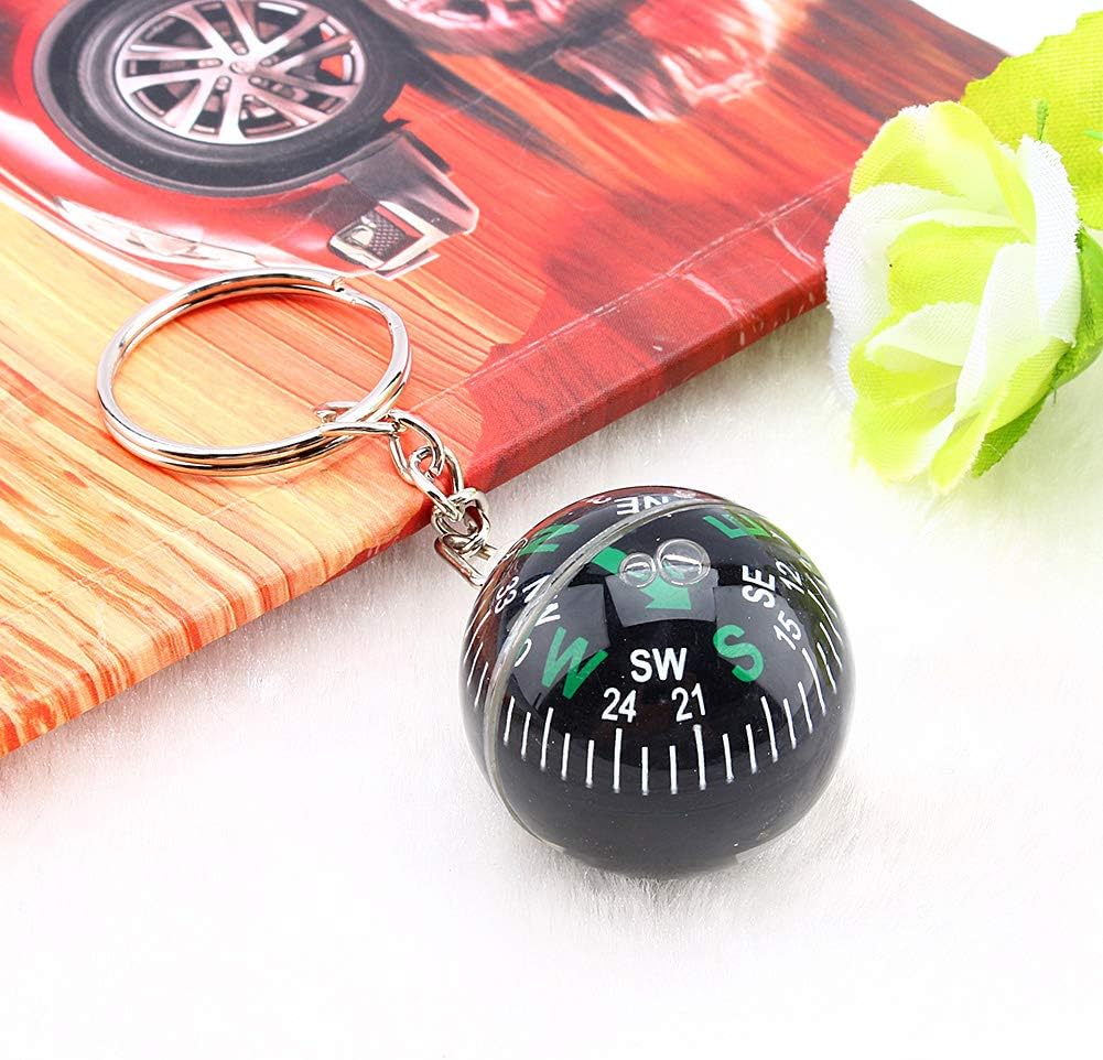 Ball Compass Keychain, 28mm Liquid Filled Portable Hiking Key Rings Mini Survival Navigation Equipment for Camping Travel