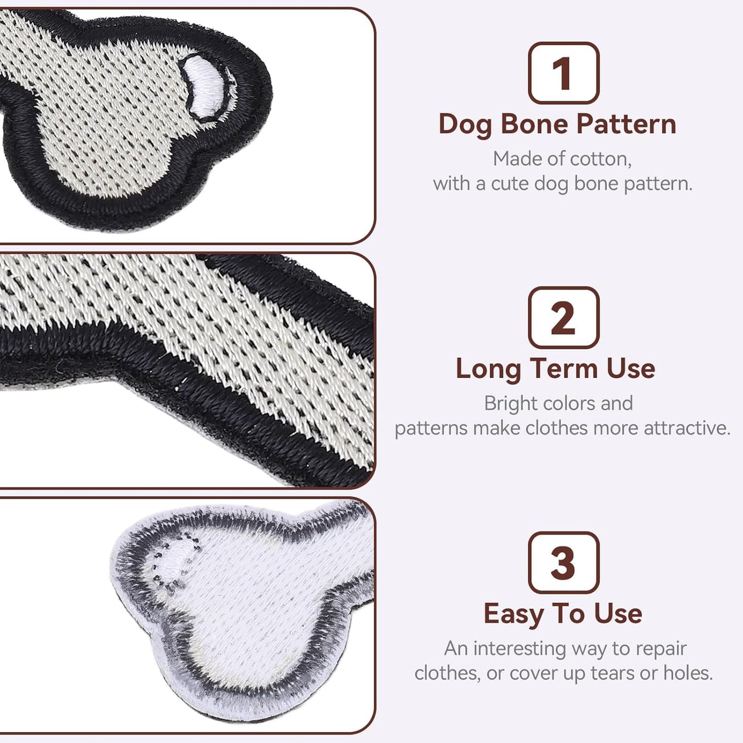 6PCS Dog Iron on Patches, Sew Bone Patches Cartoon Embroidered Backpack Stickers Cute for Clothing Shirts, Jackets, Hats, Jeans, Shoes, Bags