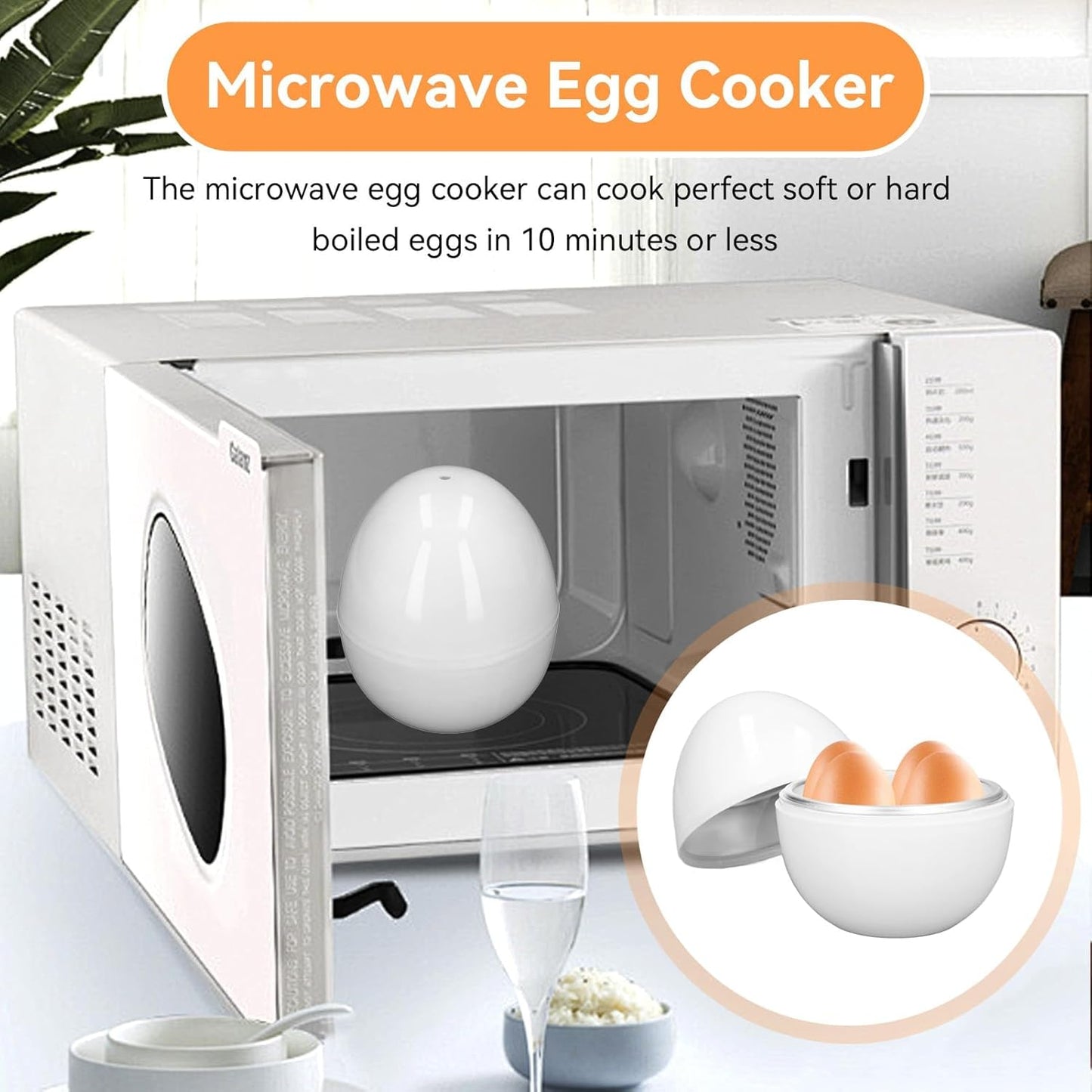 Microwave Egg Cooker, Hard Boiled 4 Capacity Boiler Steamer Poacher Microwavable with Lid for Cooking Kitchen Tools