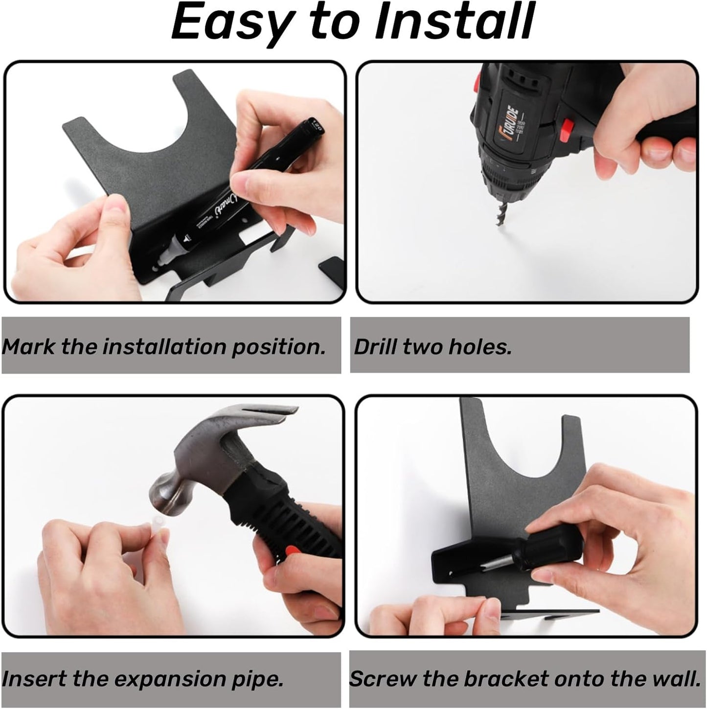 4 Pack Angle Grinder Holder, Wall Mount Bracket for 5 inch Grinder, Polisher Storage Rack Stand with Cord Hook, Garage Tool Hanger Grinders Impact Wrench Cutters Waxing Machines