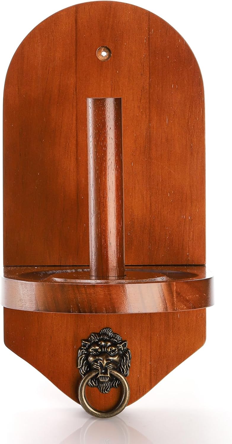Wall Mounted Cone Chalk Holder, Solid Wood Pool Hand Billiards Table Holder with Beveled Edge and Hardware, Accessories