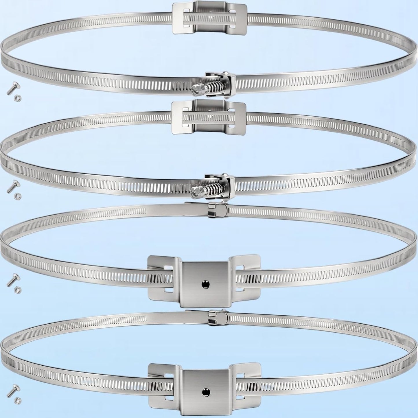 4 Pack Sign Mounting Brackets for Larger Poles, 4" to 15" Adjustable Expansion Tank Bracket, Metal Street Holder with Pole Clamps and Straps Electrical Boxes, Security Camera
