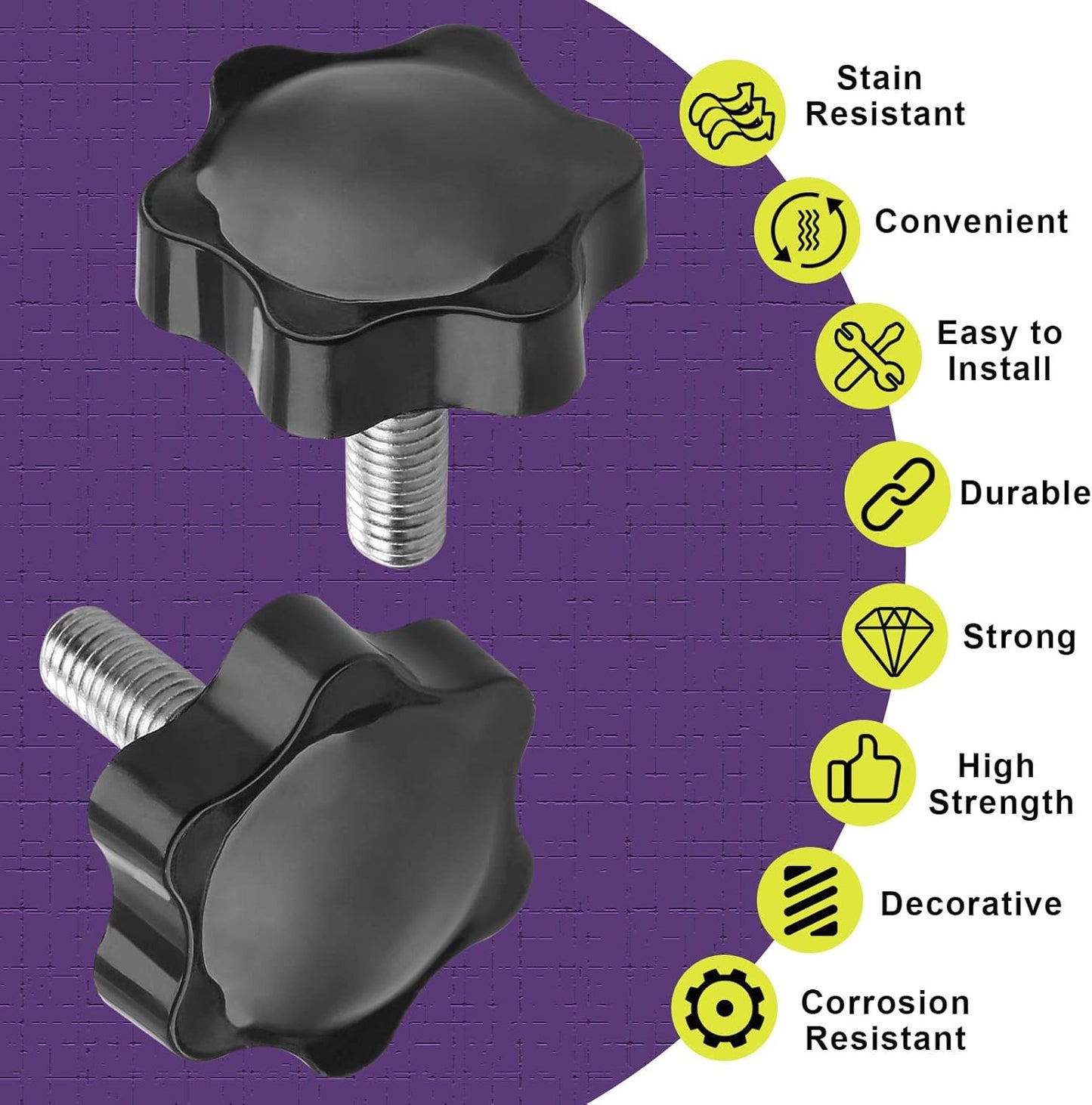 Screw - M8 x 20mm - Star-shaped knob - 2 pieces - Plastic - Hexagonal - Hand-tightening screw - For replacement