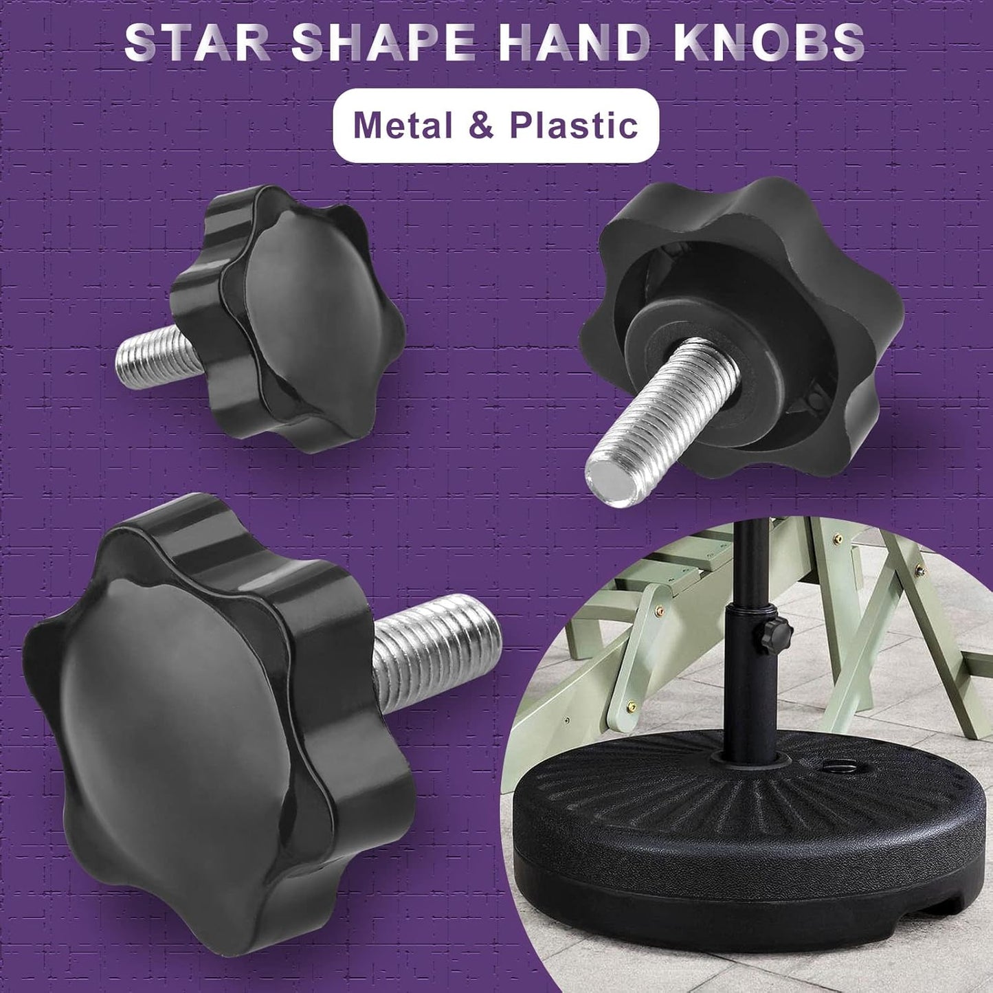 Screw - M8 x 20mm - Star-shaped knob - 2 pieces - Plastic - Hexagonal - Hand-tightening screw - For replacement
