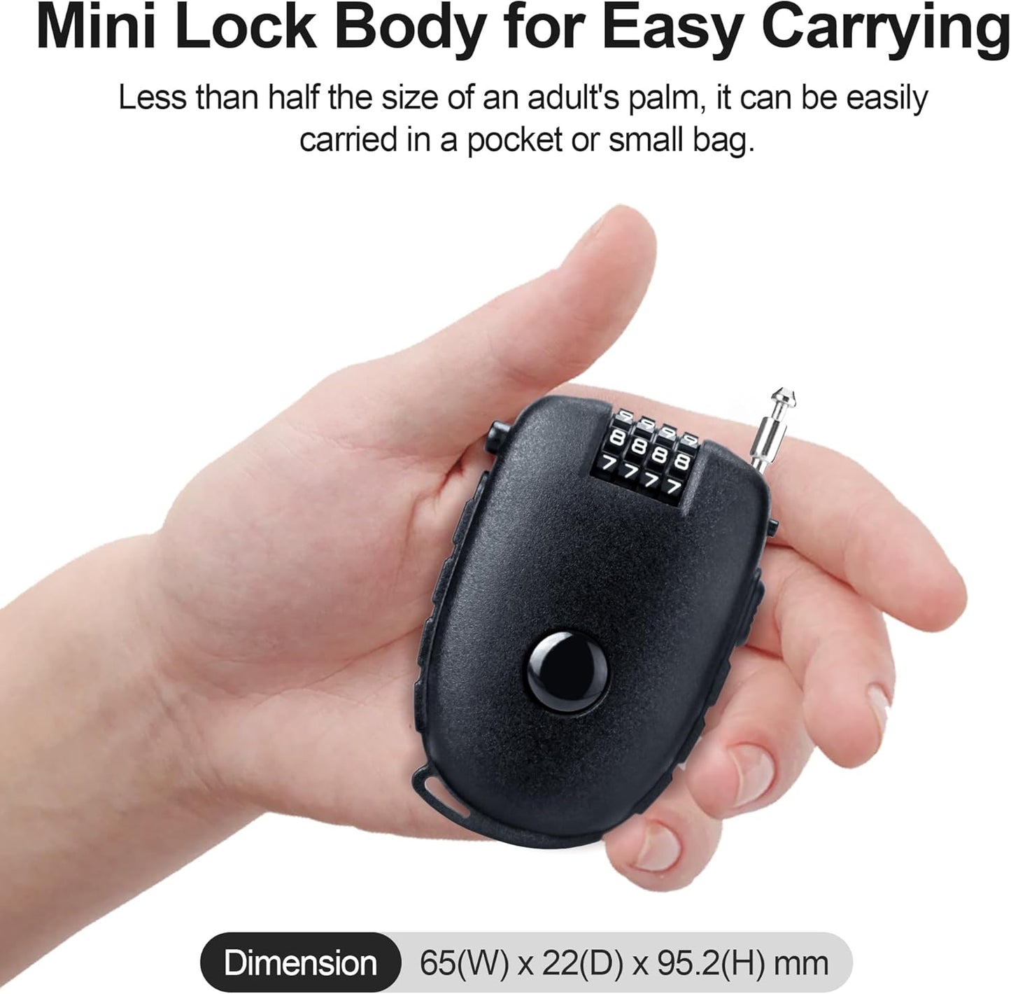 Snowboardslot - 4-position combination 27.5 inch - retractable cable lock - for snowboards, bikes, luggage, backpacks, scooters, suitcases - small - multi-functional - travel security lock - black