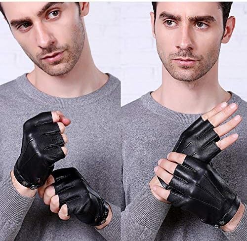 Black gloves-half finger gloves-fingerless driving gloves-PU leather-outdoor sports-men, women and teens-non-slip-size M