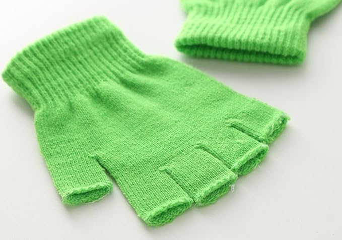 Green gloves - plain gloves - open gloves - boys' and girls' gloves - plain knitted gloves - fingerless gloves - type gloves - size small