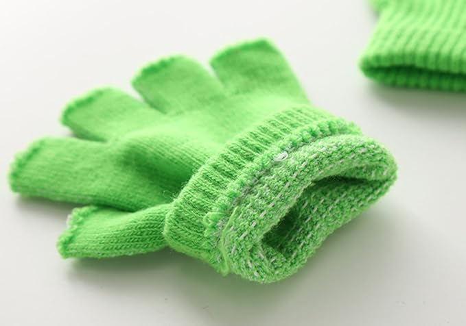 Green gloves - plain gloves - open gloves - boys' and girls' gloves - plain knitted gloves - fingerless gloves - type gloves - size small