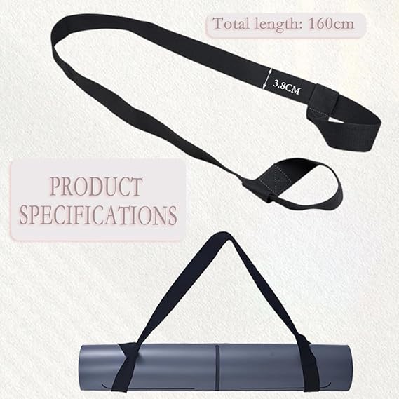 Yoga Mat Strap for Carrying - Cotton Yoga Mat Carry Strap Sling- Adjustable Loops for all Mat Sizes(Yoga Mat not included)