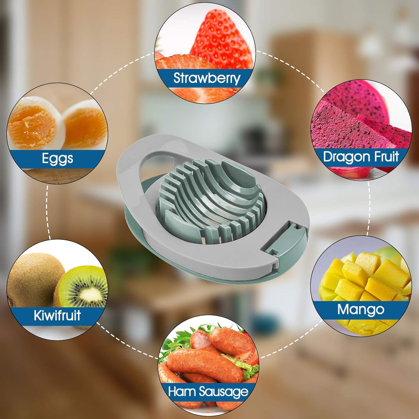 Egg slicer - Egg slicer with stainless steel wire - multi-functional egg slicer - slices boiled eggs, ham, bananas and strawberries evenly