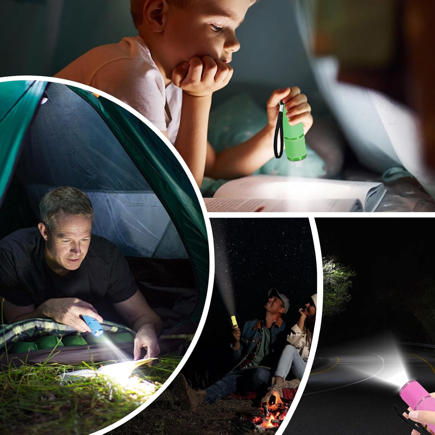 4-pack small flashlights, super bright mini flashlights with 9 LEDs, battery-powered, camping, hiking, outdoor gifts for kids and adults (batteries not included)