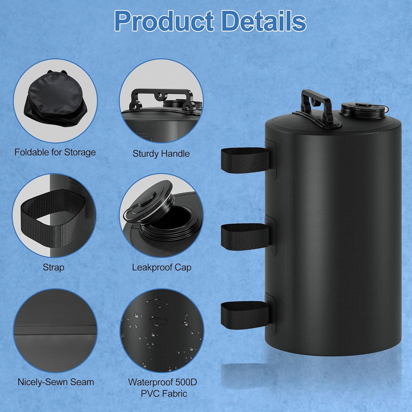 Gazebo Hydration Bag 88 lbs - Portable 10L Windproof Hydration Bag for Pop-up Tents - Awnings - Gazebos - Heavy Sand Weights - 4-Pack