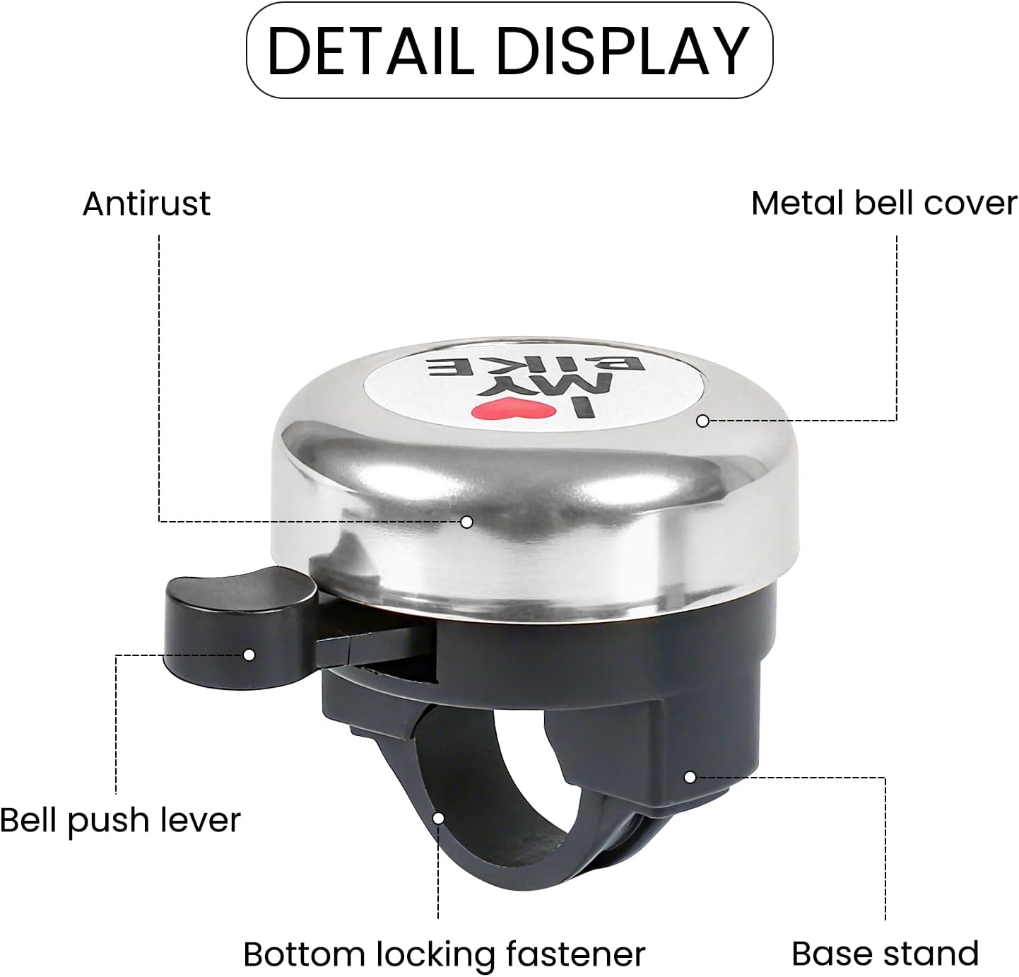 Bike bell - Classic nostalgic bell - Loud sound - Bike accessories - Kids' bike bell - Push bike bell - Adult bike bell - Hand-pulled - Black and silver