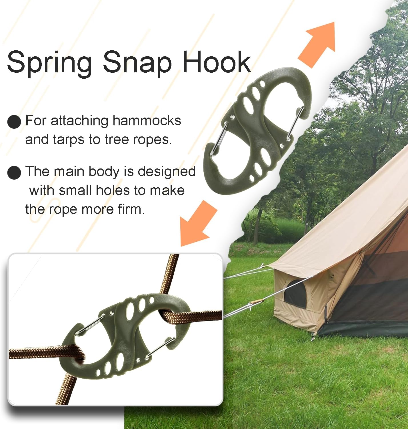 Carabiner Hooks - 12 pieces - 2 inch - plastic - S-shaped carabiner hook - paracord - keychain - hook - suitable for keychains, backpacks and zip clip accessories