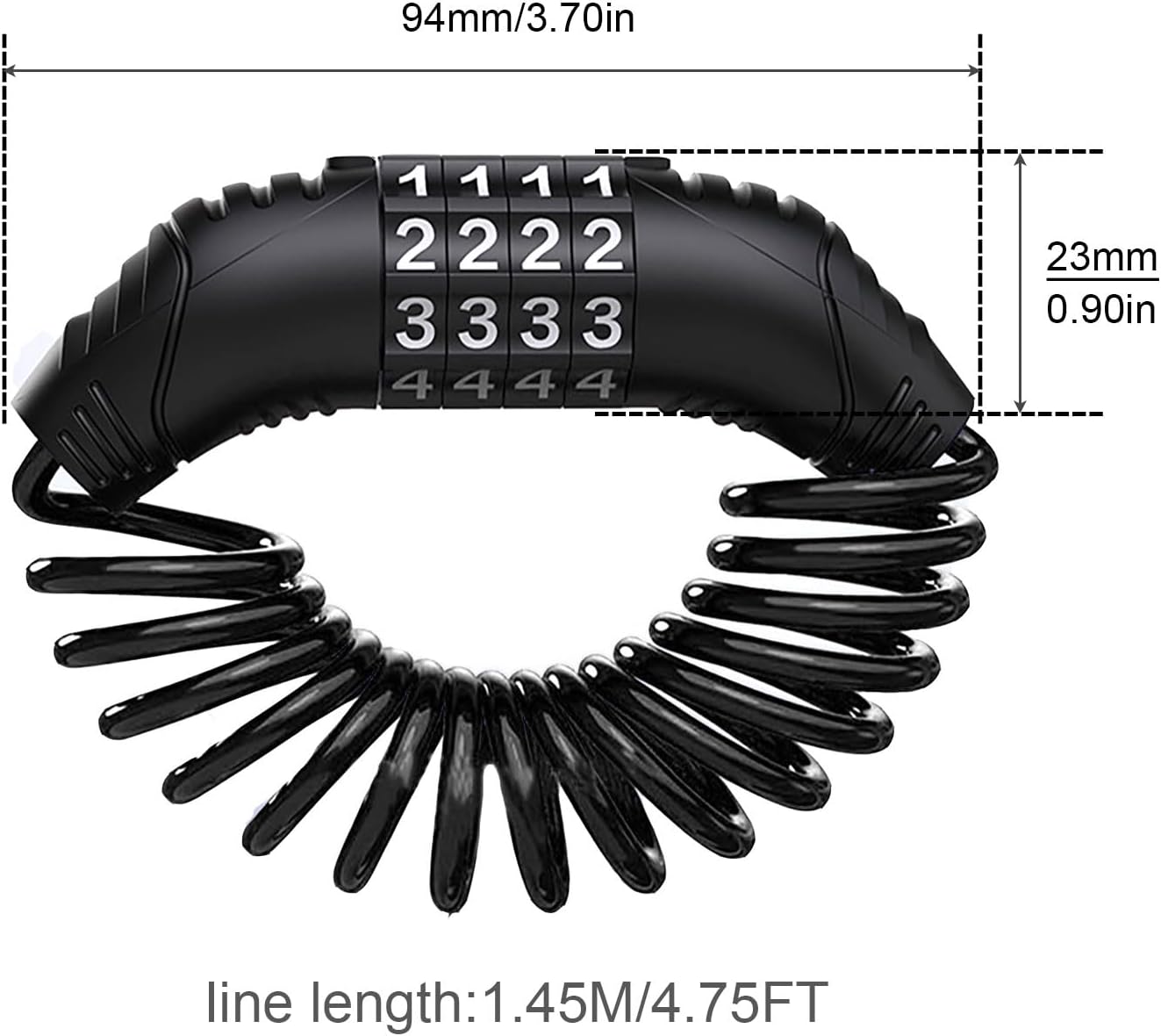 Combination lock - 2 pieces - Black - Motorcycle helmet lock - Theft security - Retractable - Luggage lock - With 4-digit combination - Security lock