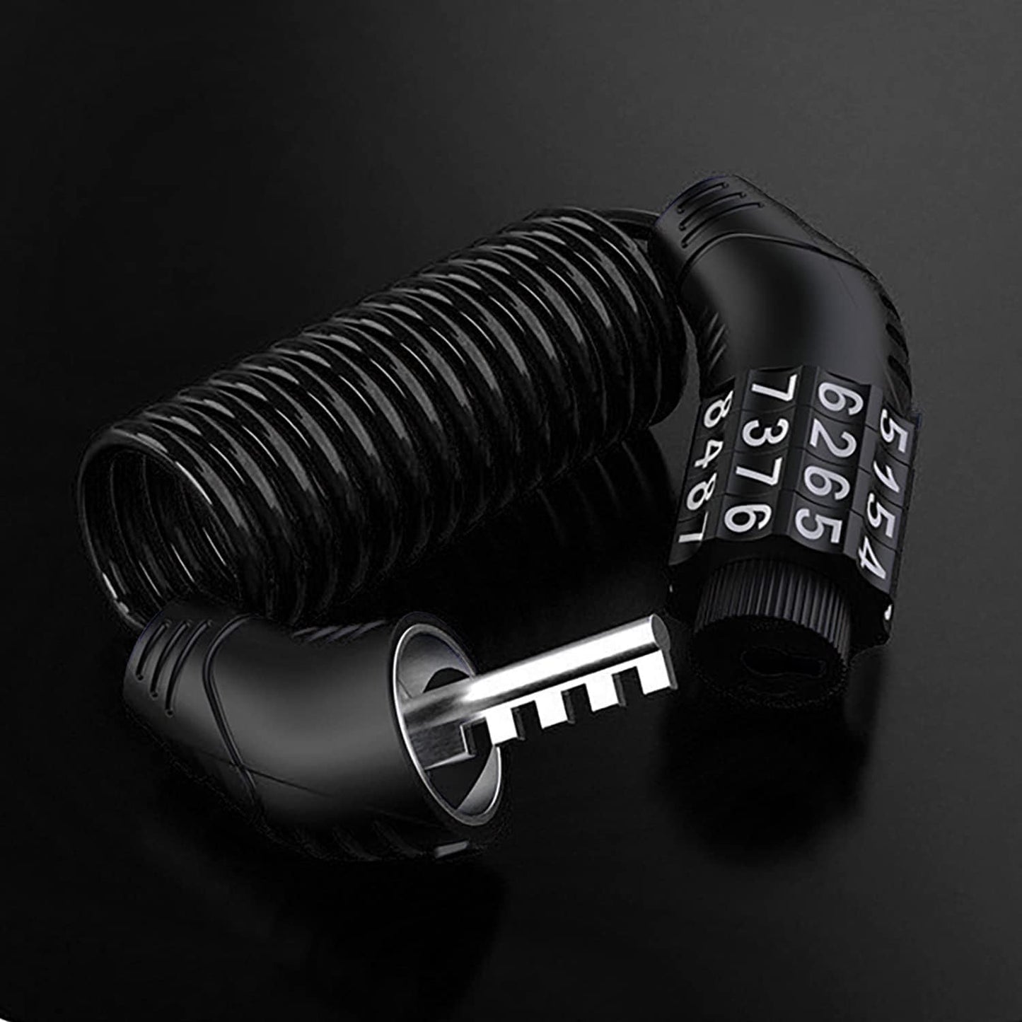Combination lock - 2 pieces - Black - Motorcycle helmet lock - Theft security - Retractable - Luggage lock - With 4-digit combination - Security lock