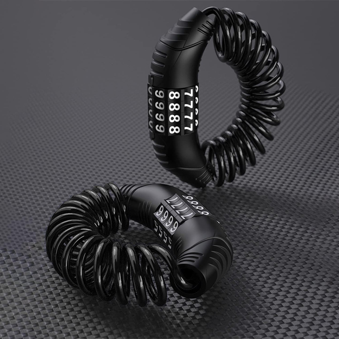 Combination lock - 2 pieces - Black - Motorcycle helmet lock - Theft security - Retractable - Luggage lock - With 4-digit combination - Security lock