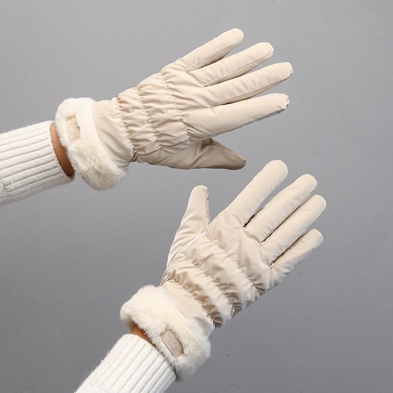 Warm winter gloves for women - windproof and snowproof gloves - thickened and fleece-lined gloves - gloves with wrist protection - suitable for skiing, cycling, running and working.