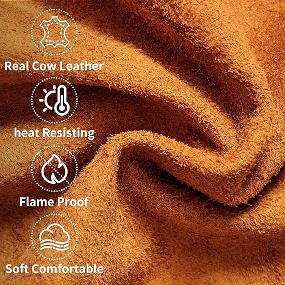Cowhide arm protector with Velcro - Leather welding sleeve - Real cowhide arm protector - Welding sleeve - Suitable for welding work - Unisex - Heat resistant and flame retardant - Arm protection